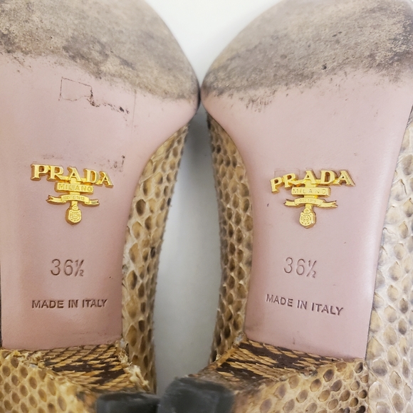 Prada Python Snakeskin Pattern Peeptoe Heels 36.5 - Picture 10 of 12